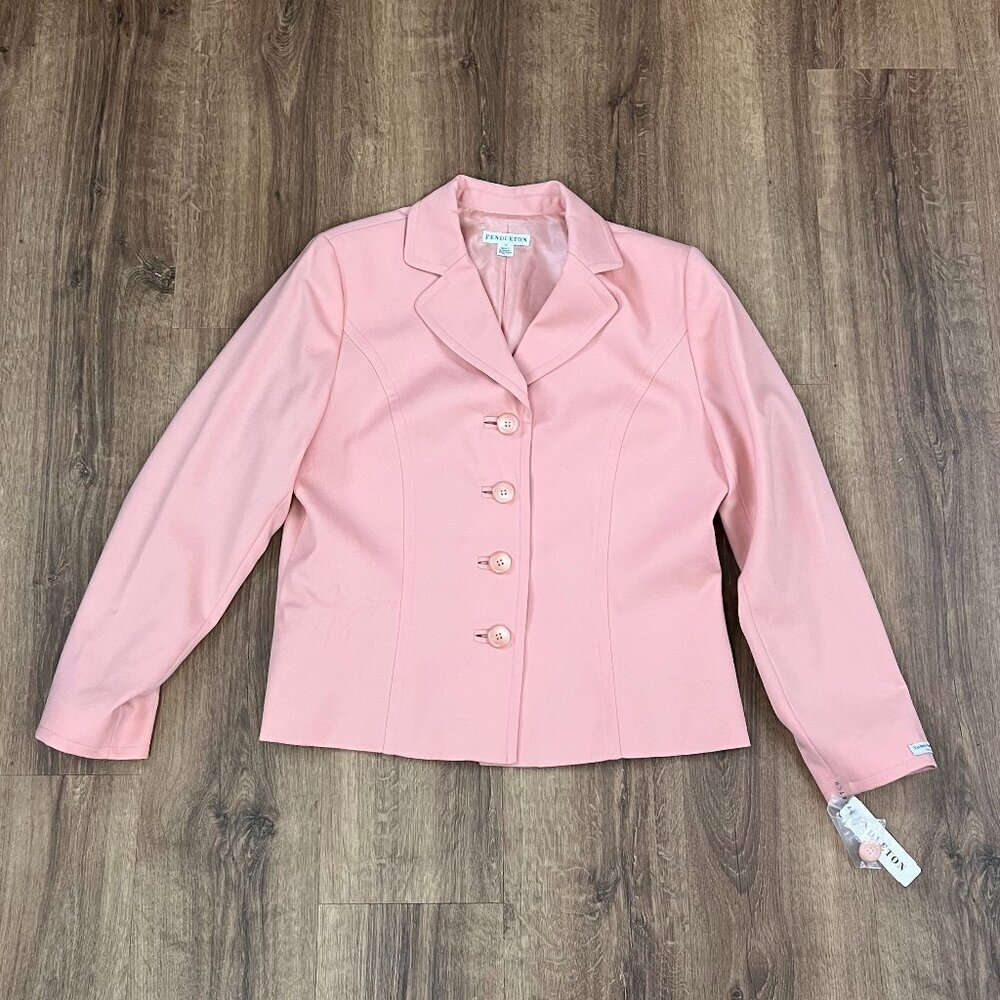 NEW Pendleton Pink Button Wool Blazer Jacket Sz 14 - Picture 9 of 12